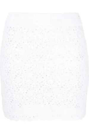 MC2 SAINT BARTH Falda corta tejida de crochet