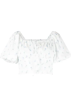 B+AB Top con mangas farol y logo estampado