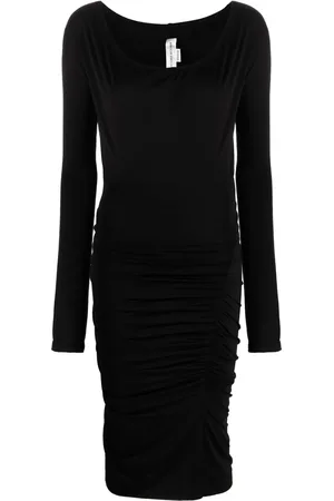 Victoria Beckham Vestido midi manga larga con diseño fruncido
