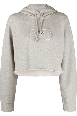 Ganni Hoodie corta con logo en relieve