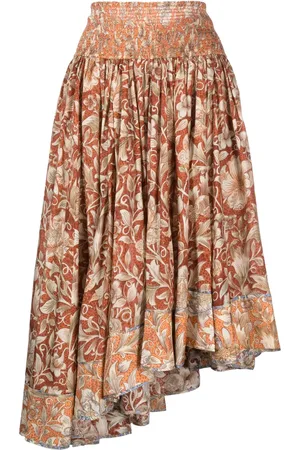 ZIMMERMANN Falda midi de seda Chintz