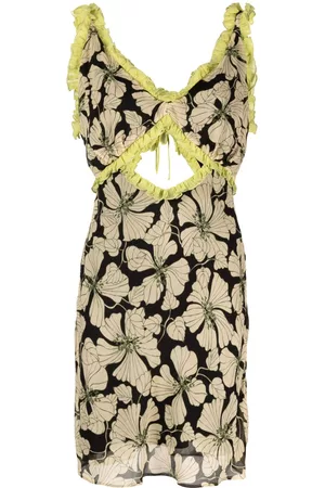 De La Vali Mujer Vestidos Cortos y Sexys - Olive floral-print minidress