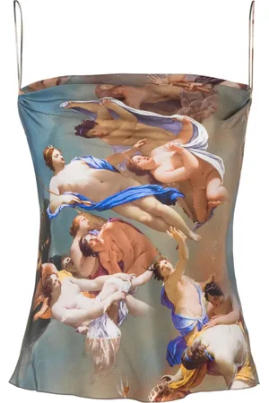 Balmain Top de seda con estampado de cielo