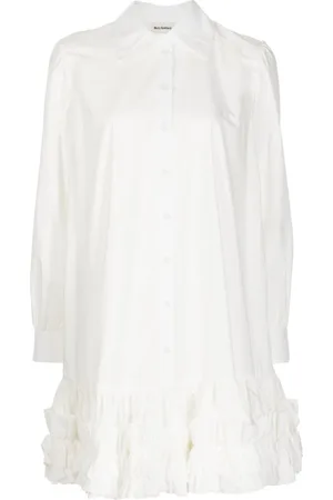 Molly Goddard Vestido camisero manga larga con botones