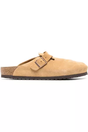 Birkenstock Slippers Boston Clog Suede Leather Latte Cream