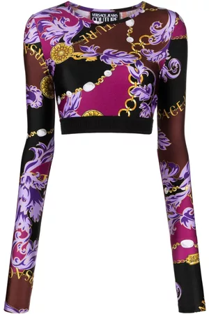 VERSACE Top corto con estampado Barocco