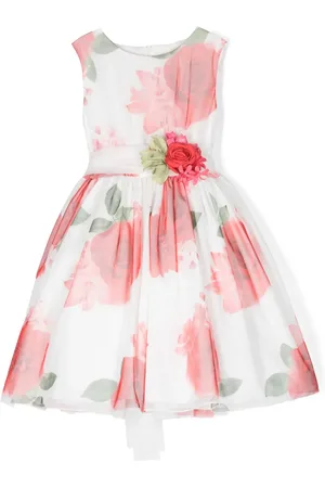 Mimilù Vestido de tul sin mangas con rosas estampadas