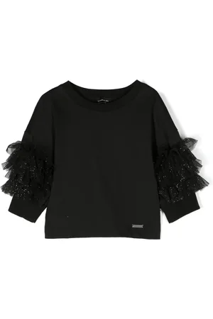 MONNALISA Sudadera con cuello redondo y detalles de volantes