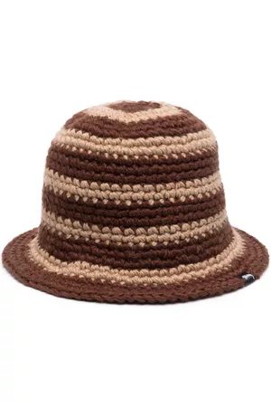 STUSSY Hombre Sombreros - Striped crochet-knit bucket hat