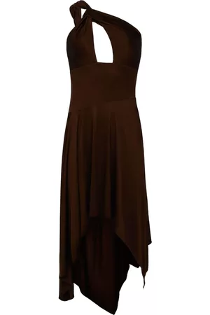 RTA Mujer Midi - Vestido midi con diseño asimétrico y un hombro descubierto