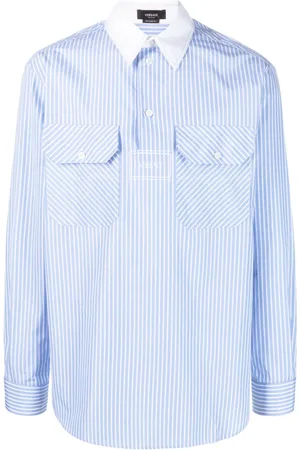 VERSACE Camisa con logo y estampado de rayas diplomáticas