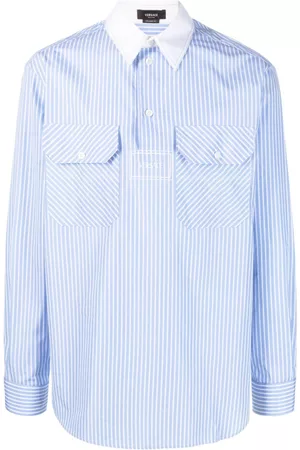 VERSACE Hombre Camisas estampadas - Logo-print pinstripe cotton shirt