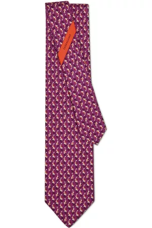 Salvatore Ferragamo Hombre Pajaritas - Carp-print silk tie