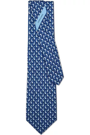 Salvatore Ferragamo Hombre Pajaritas - Carp-print silk tie