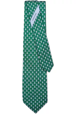 Salvatore Ferragamo Hombre Pajaritas - Terrier-print silk tie