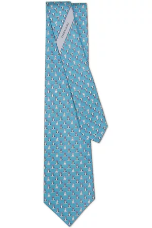 Salvatore Ferragamo Hombre Pajaritas - Terrier-print silk tie