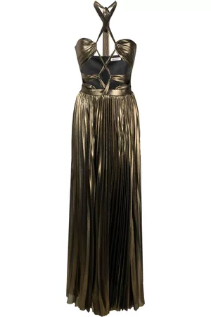 The New Arrivals Ilkyaz Ozel Mujer Vestidos de Fiesta y Coctel - Metallic cut-out pleated gown