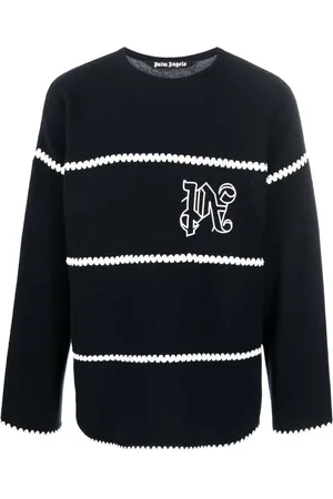 Palm Angels Suéter con monograma bordado y motivo de rayas