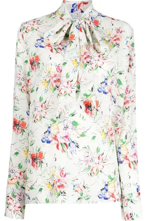 ROSETTA GETTY Blusa con cuello estilo mascada y estampado floral