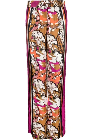 Roberto Cavalli Pantalones palazzo de seda con estampado abstracto