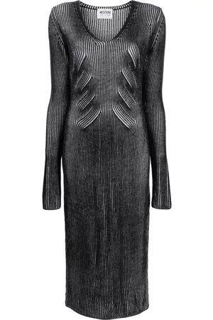 Moschino Mujer Midi - Vestido midi tejido con diseño de dos tonos