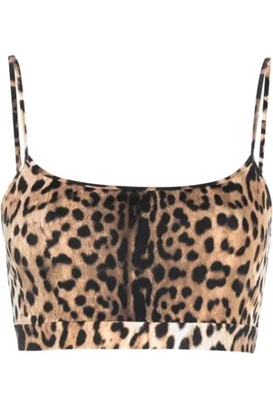 Roberto Cavalli Top corto con estampado de leopardo