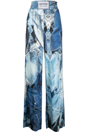Moschino Mujer Anchos y de harem - Pantalones anchos con estampado gráfico