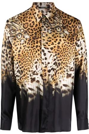 Roberto Cavalli Hombre Camisas de leopardo - Camisa manga larga con estampado de leopardo