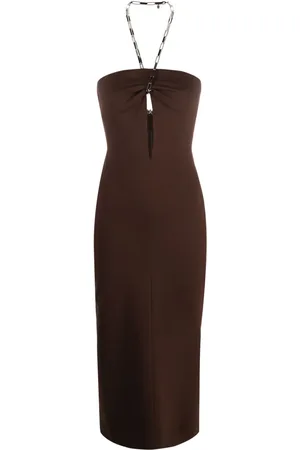 The Attico Vestido midi con cuello halter