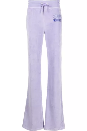 Moschino Mujer Estampados - Pants de velour con logo estampado