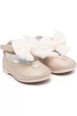 MONNALISA Niña y chica adolescente Flats - Oversized-bow glitter ballerina shoes