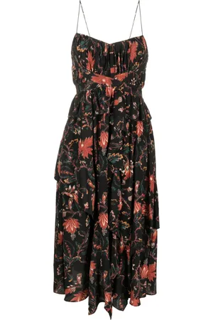 ULLA JOHNSON Vestido de seda con estampado Renata Obsidian