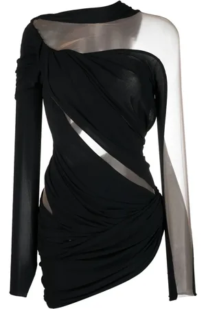 MUGLER Vestido corto con diseño asimétrico y aberturas