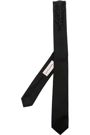 Alexander McQueen Hombre Pajaritas - Feather Jet sequinned necktie