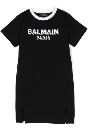 Balmain Vestido estilo playera con logo estampado