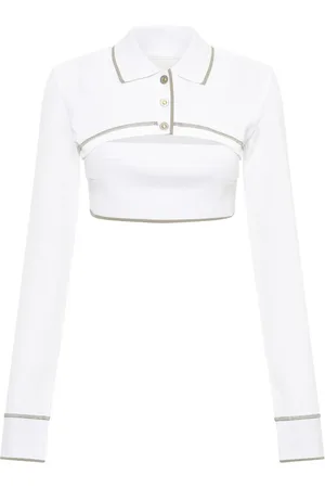 DION LEE Top corto con cuello de playera tipo polo