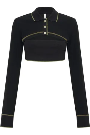 DION LEE Top corto con cuello de playera tipo polo