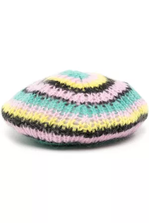 Ganni Mujer Gorros - Stripe-pattern knitted beret