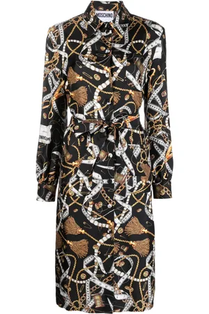 Moschino Vestido midi de seda con estampado gráfico