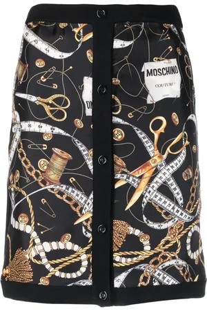 Moschino Falda corta con cintura alta y estampado gráfico