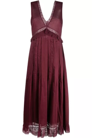 See by Chloé Vestido midi con cuello en V