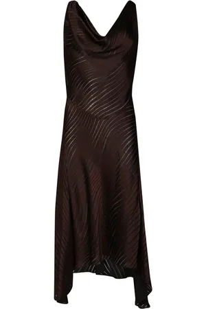 RTA Vestido midi con cuello desbocado y ondas estampadas