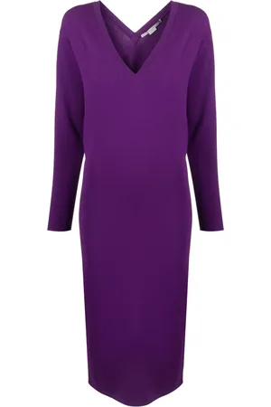 Stella McCartney Vestido midi tejido con cuello en V