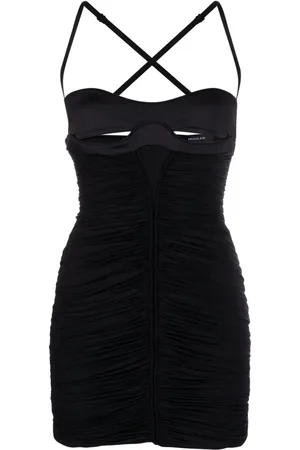 MUGLER Vestido corto con diseño fruncido y aberturas