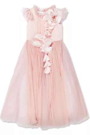 Marchesa Notte Vestido con aplique floral y volantes