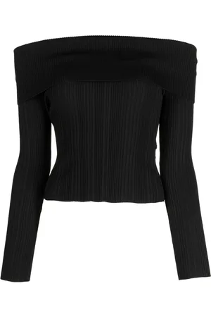 Self-Portrait Blusa con hombros descubiertos y estampado de rayas diplomáticas