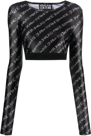 VERSACE Top corto con logo estampado