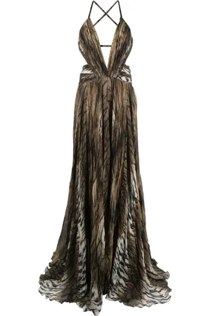 Roberto Cavalli Vestido largo con escote en V pronunciado
