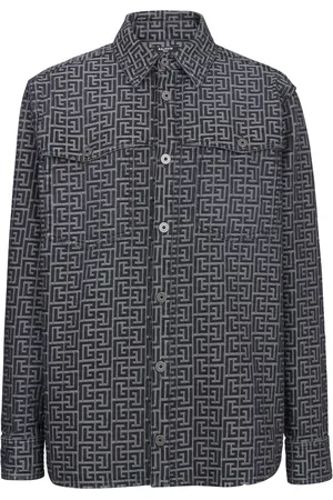 Balmain Camisa de mezclilla con monograma en jacquard