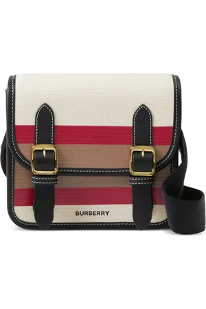 Burberry Bolsa satchel con motivo de rayas y logo estampado